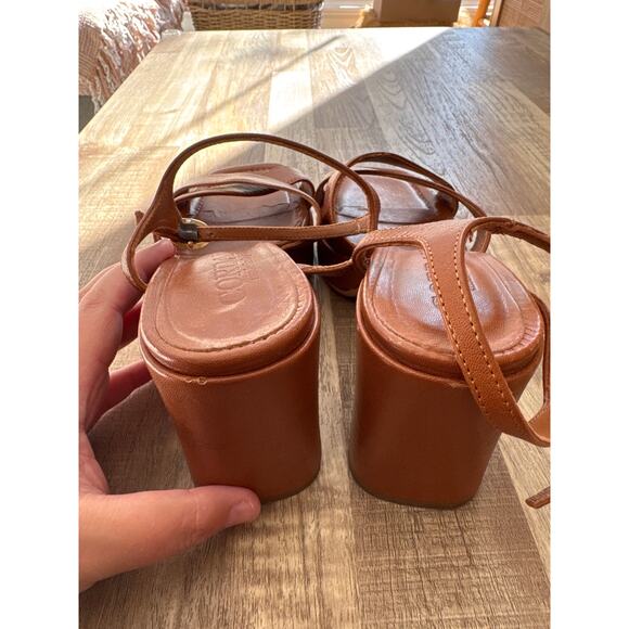 Women's Cordani Made in Italy Bowdie Platform Brown Leather Block Heels size 38 - Picture 7 of 8